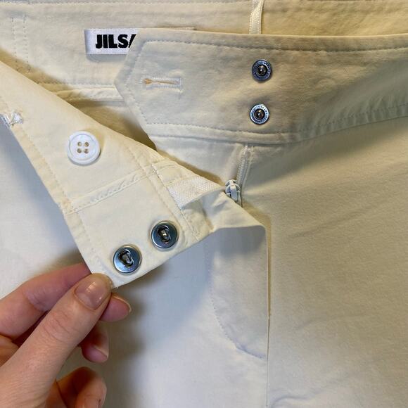 Jil Sander Womens Dress Pants Trousers Cream Wide Leg Buckle Sides Career Work - Picture 3 of 14